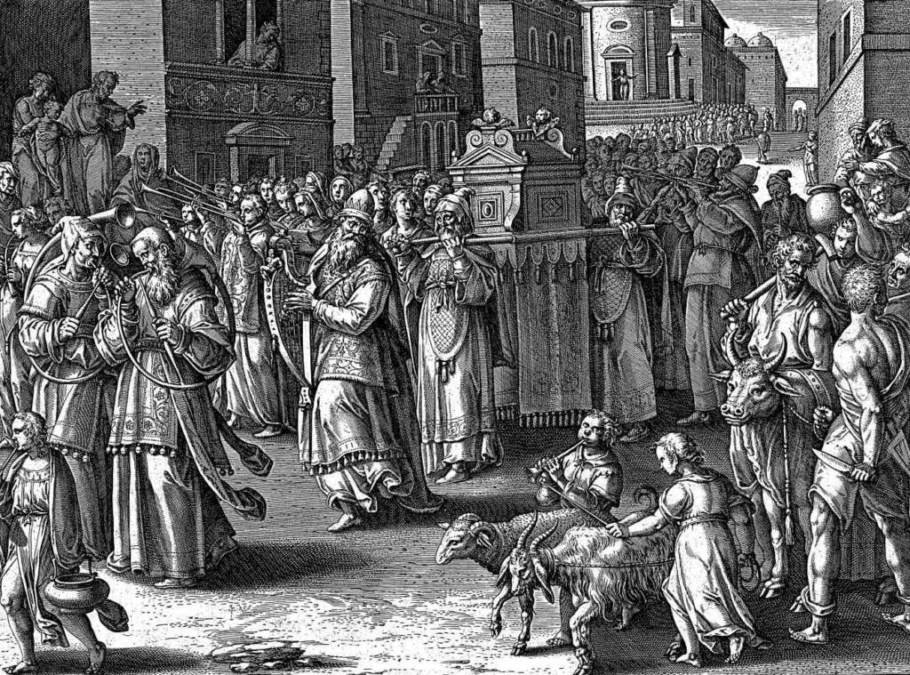 El arca llevada a Jerusalén en tiempos del rey David.